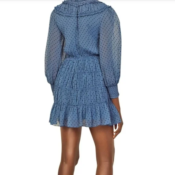 Sandro clip dot ruffled mini dress 38 - Picture 7 of 15